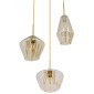 GloboStar® AMARIS 00978 Μοντέρνο Κρεμαστό Φωτιστικό Ανάρτηση Τρίφωτο 3 x E27 IP20 Χρυσό Μέταλλο με Μελί Γυαλί - Μ50 x Π50 x Y30cm