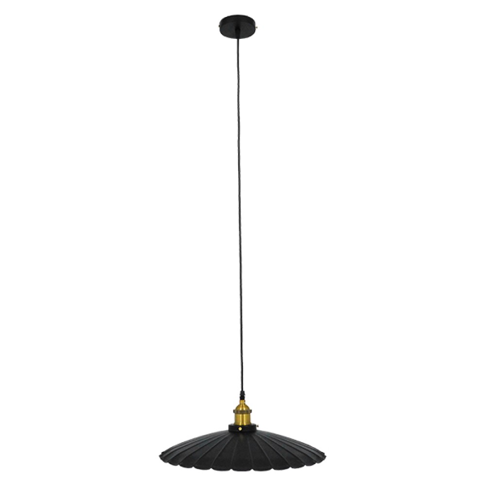 GloboStar® MARGI 00982 Vintage Κρεμαστό Φωτιστικό Καμπάνα Μονόφωτο 1 x E27 IP20 Μαύρο & Χρυσό Μέταλλο - Μ40 x Π40 x Y15cm