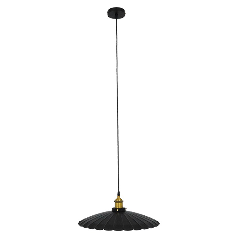 GloboStar® MARGI 00982 Vintage Κρεμαστό Φωτιστικό Καμπάνα Μονόφωτο 1 x E27 IP20 Μαύρο & Χρυσό Μέταλλο - Μ40 x Π40 x Y15cm