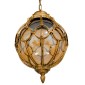 GloboStar® ETOILE 00987 Vintage Κρεμαστό Φωτιστικό Μπάλα Μονόφωτο 1 x E27 IP20 Μπρούτζινο & Χρυσό Μέταλλο με Μελί Γυαλί - Μ28 x Π28 x Y38cm