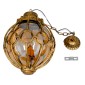 GloboStar® ETOILE 00987 Vintage Κρεμαστό Φωτιστικό Μπάλα Μονόφωτο 1 x E27 IP20 Μπρούτζινο & Χρυσό Μέταλλο με Μελί Γυαλί - Μ28 x Π28 x Y38cm