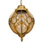 GloboStar® ETOILE 00987 Vintage Κρεμαστό Φωτιστικό Μπάλα Μονόφωτο 1 x E27 IP20 Μπρούτζινο & Χρυσό Μέταλλο με Μελί Γυαλί - Μ28 x Π28 x Y38cm