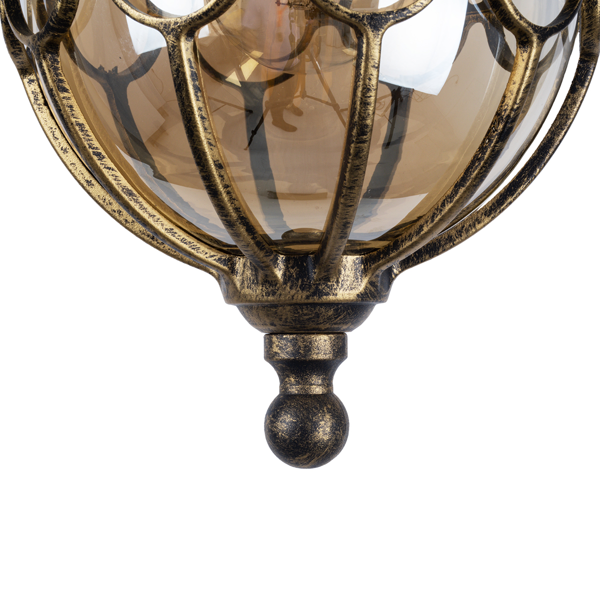 GloboStar® ETOILE 00988 Vintage Κρεμαστό Φωτιστικό Μπάλα Μονόφωτο 1 x E27 IP20 Μπρούτζινο Μέταλλο με Μελί Γυαλί - Μ18 x Π18 x Y27cm