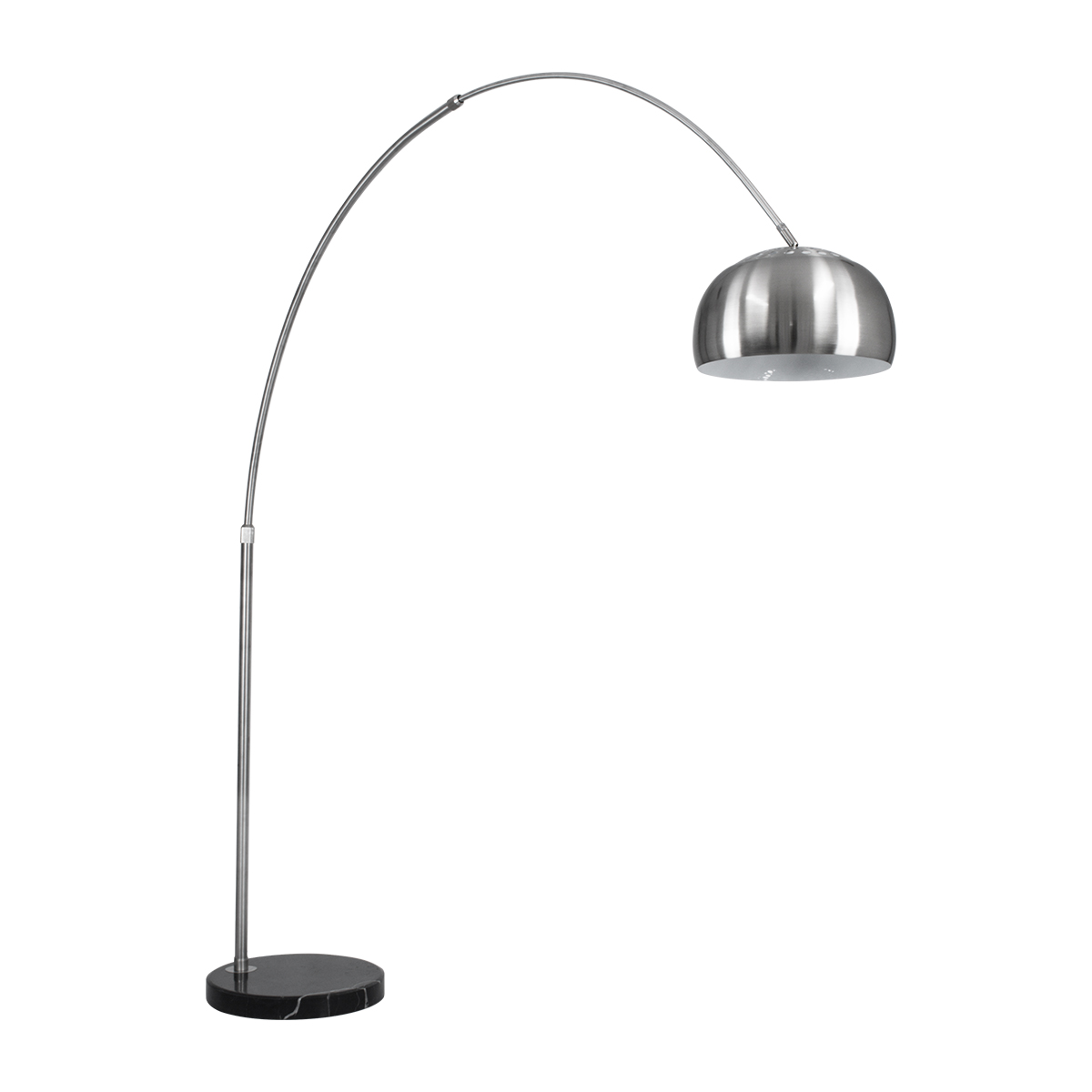 GloboStar® PRAGUE 00990 Μοντέρνο Επιδαπέδιο Φωτιστικό Μονόφωτο 1 x E27 IP20 Ασημί Αλουμίνιο με Μαύρο Μάρμαρο - Μ210 x Π45 x Υ220cm