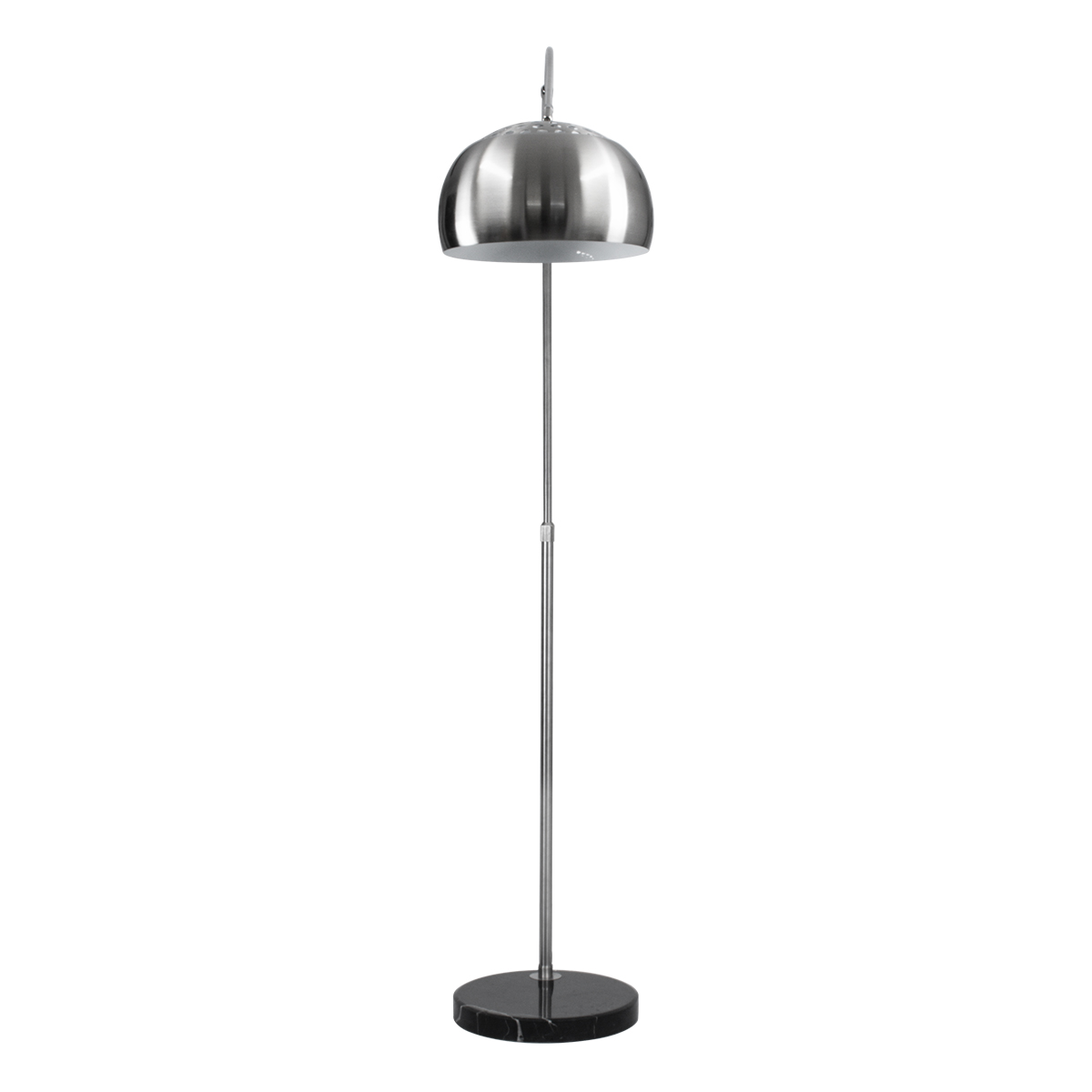GloboStar® PRAGUE 00990 Μοντέρνο Επιδαπέδιο Φωτιστικό Μονόφωτο 1 x E27 IP20 Ασημί Αλουμίνιο με Μαύρο Μάρμαρο - Μ210 x Π45 x Υ220cm