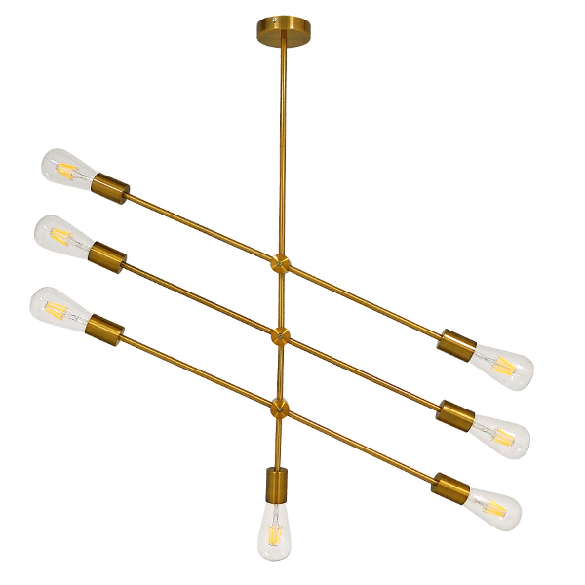 GloboStar® ESTHER 00993 Μοντέρνο Φωτιστικό Οροφής Πλέγμα Πολύφωτο 7 x E27 IP20 Χρυσό Μέταλλο - Μ75 x Π75 x Υ88cm