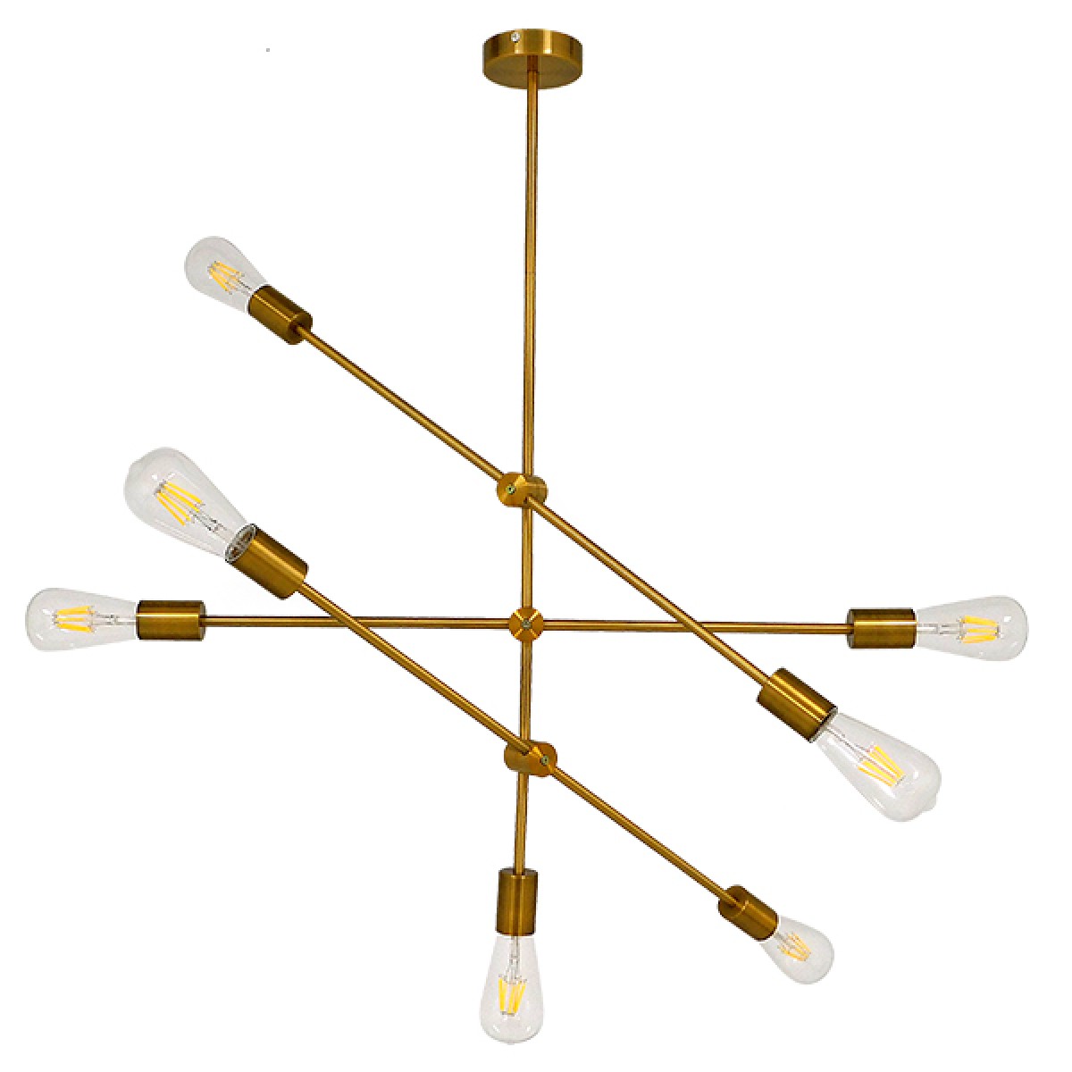 GloboStar® ESTHER 00993 Μοντέρνο Φωτιστικό Οροφής Πλέγμα Πολύφωτο 7 x E27 IP20 Χρυσό Μέταλλο - Μ75 x Π75 x Υ88cm