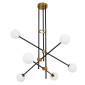 GloboStar® VELVET 00994 Μοντέρνο Φωτιστικό Οροφής Πλέγμα Πολύφωτο 6 x G9 IP20 Μαύρο & Χρυσό Μέταλλο - Μ80 x Π80 x Υ85cm