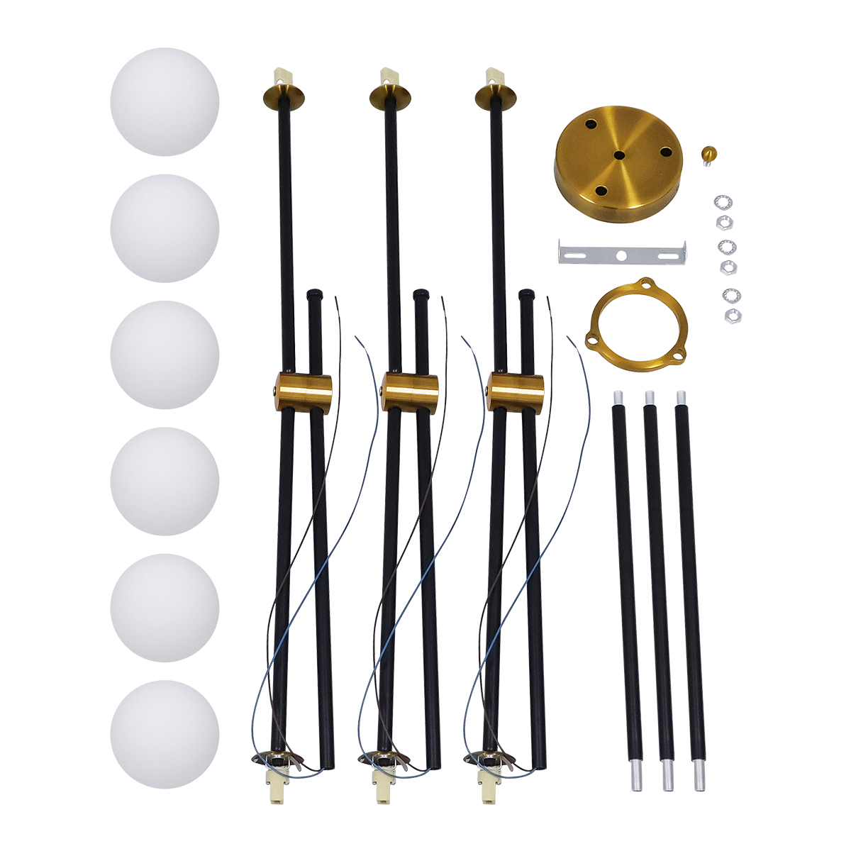 GloboStar® VELVET 00994 Μοντέρνο Φωτιστικό Οροφής Πλέγμα Πολύφωτο 6 x G9 IP20 Μαύρο & Χρυσό Μέταλλο - Μ80 x Π80 x Υ85cm