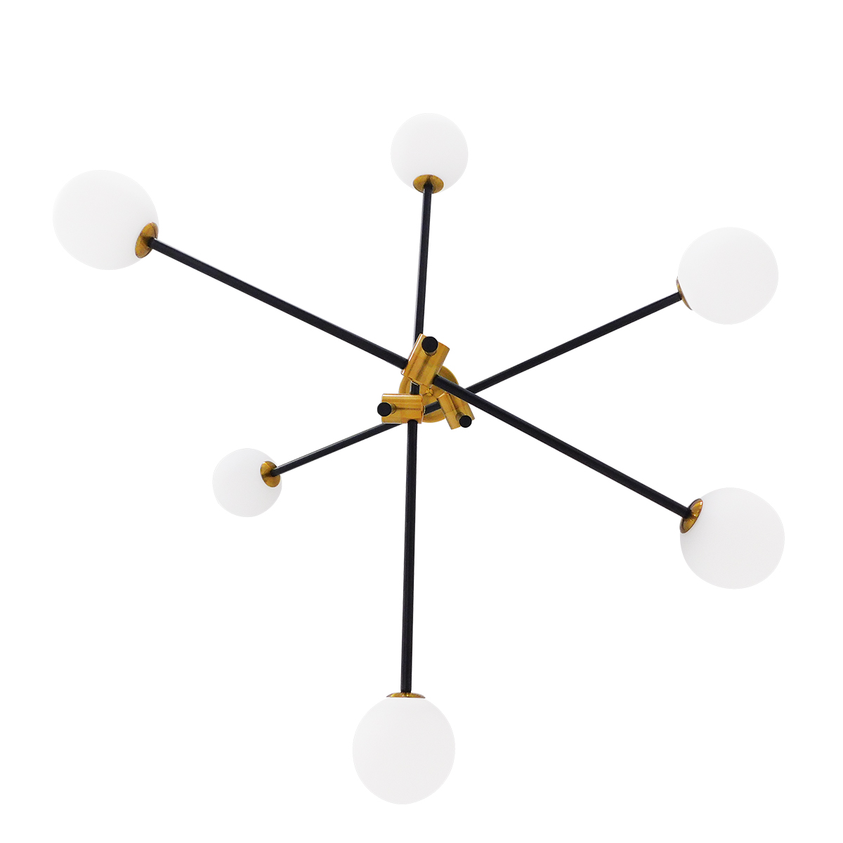 GloboStar® VELVET 00994 Μοντέρνο Φωτιστικό Οροφής Πλέγμα Πολύφωτο 6 x G9 IP20 Μαύρο & Χρυσό Μέταλλο - Μ80 x Π80 x Υ85cm