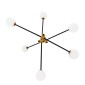 GloboStar® VELVET 00994 Μοντέρνο Φωτιστικό Οροφής Πλέγμα Πολύφωτο 6 x G9 IP20 Μαύρο & Χρυσό Μέταλλο - Μ80 x Π80 x Υ85cm