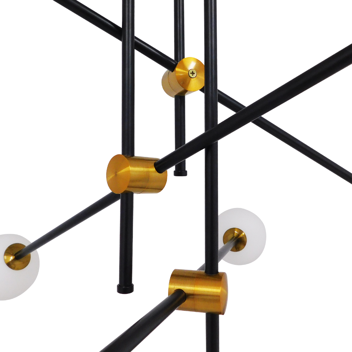 GloboStar® VELVET 00994 Μοντέρνο Φωτιστικό Οροφής Πλέγμα Πολύφωτο 6 x G9 IP20 Μαύρο & Χρυσό Μέταλλο - Μ80 x Π80 x Υ85cm
