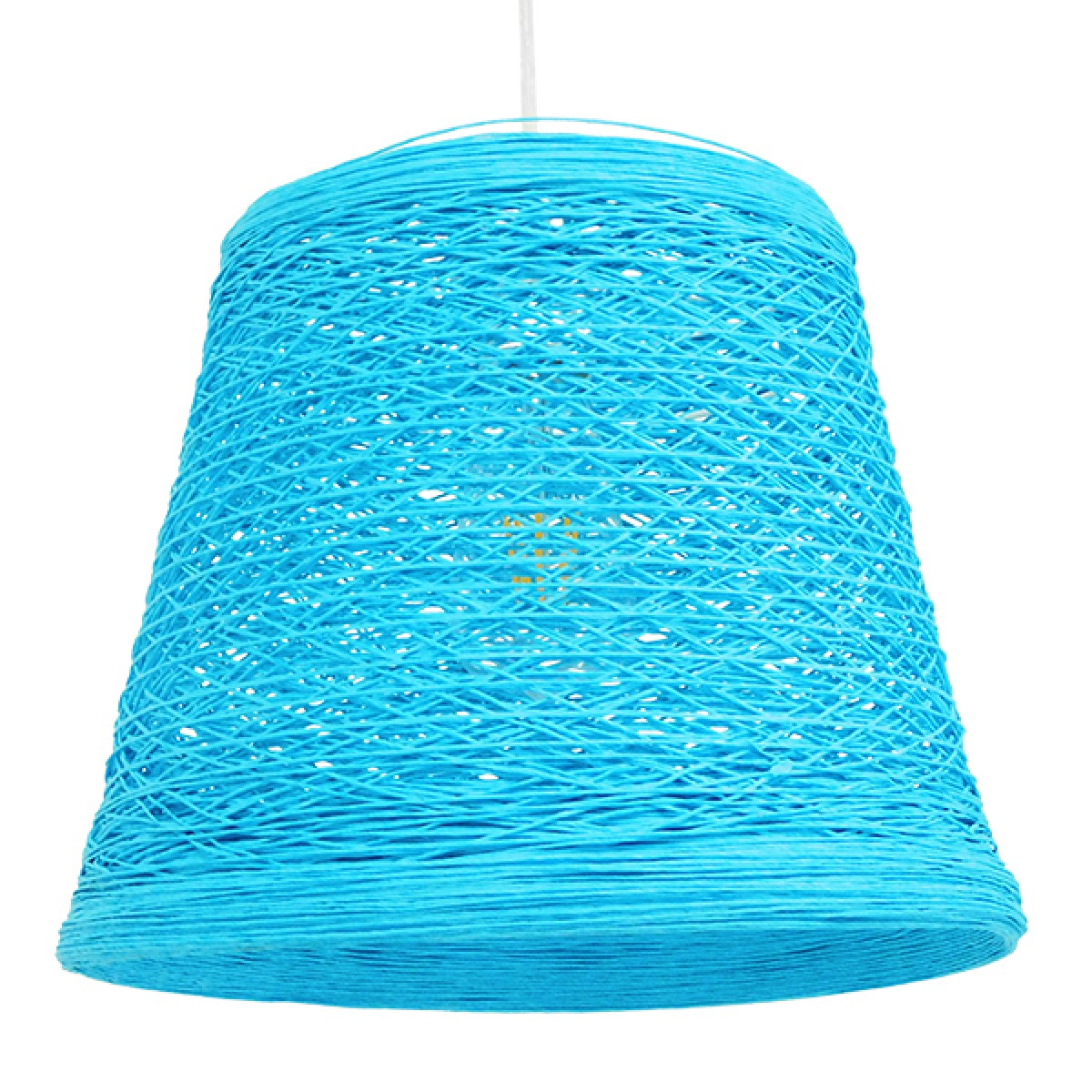 GloboStar® PLAYROOM 00995 Vintage Κρεμαστό Φωτιστικό Καμπάνα Μονόφωτο 1 x E27 IP20 Μπλε Rattan - Μ32 x Π32 x Υ27cm
