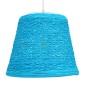 GloboStar® PLAYROOM 00995 Vintage Κρεμαστό Φωτιστικό Καμπάνα Μονόφωτο 1 x E27 IP20 Μπλε Rattan - Μ32 x Π32 x Υ27cm