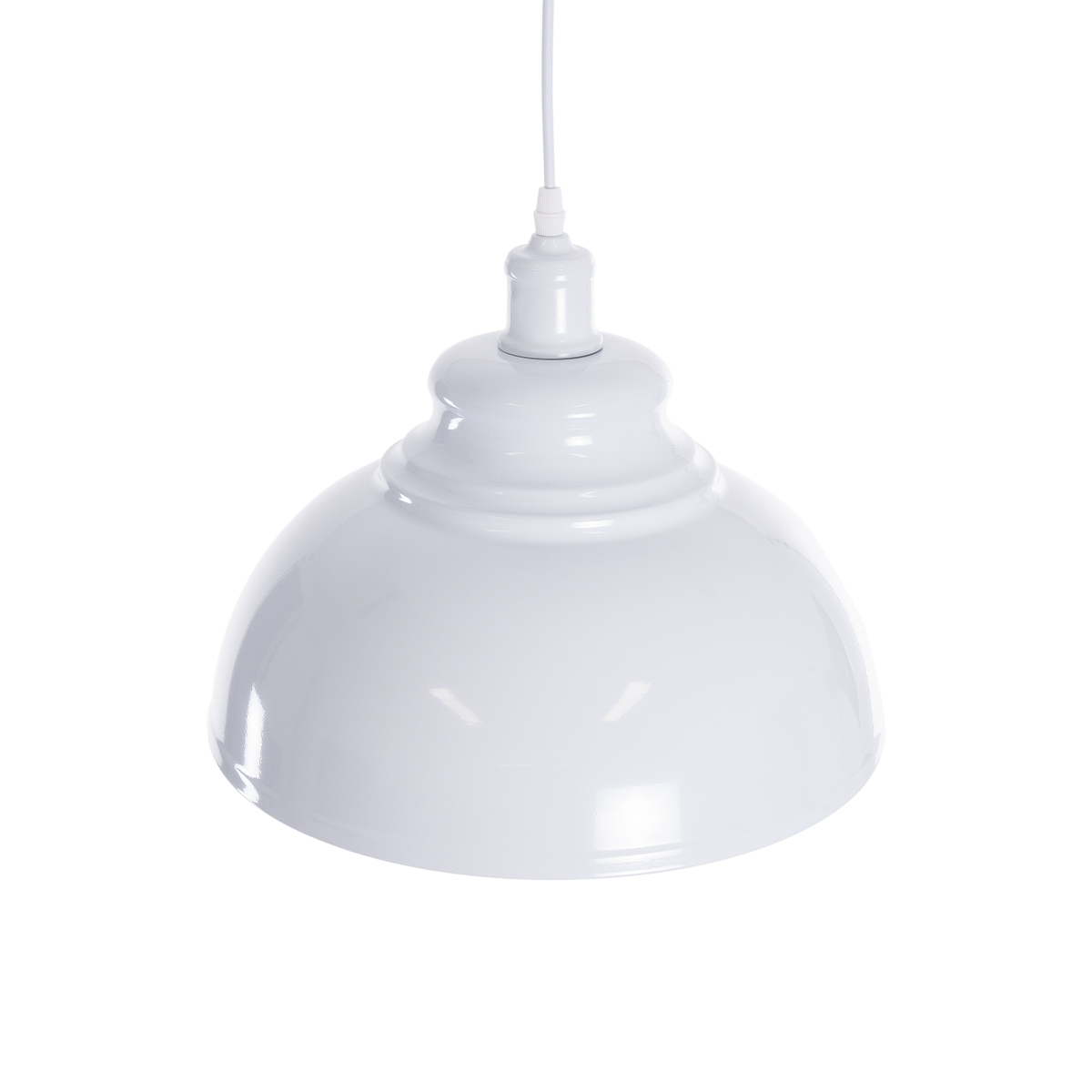 GloboStar® ANDY 00999 Μοντέρνο Κρεμαστό Φωτιστικό Καμπάνα Μονόφωτο 1 x E27 IP20 Λευκό & Χρυσό Μέταλλο - Μ35 x Π35 x Υ28cm