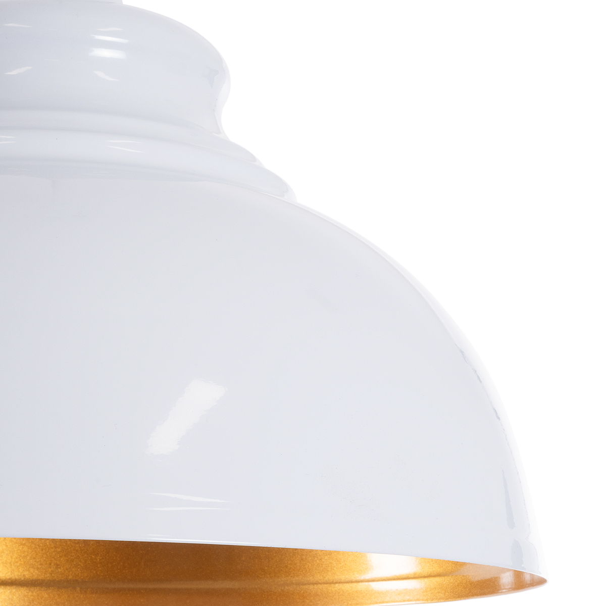 GloboStar® ANDY 00999 Μοντέρνο Κρεμαστό Φωτιστικό Καμπάνα Μονόφωτο 1 x E27 IP20 Λευκό & Χρυσό Μέταλλο - Μ35 x Π35 x Υ28cm