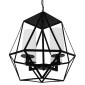 GloboStar® DASTAR 01001-1 Vintage Κρεμαστό Φωτιστικό Πλέγμα Πολύφωτο 4 x E27 IP20 Μαύρο Μέταλλο με Λευκό Γυαλί - Μ52 x Π52 x Υ53cm