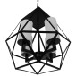 GloboStar® DASTAR 01001-1 Vintage Κρεμαστό Φωτιστικό Πλέγμα Πολύφωτο 4 x E27 IP20 Μαύρο Μέταλλο με Λευκό Γυαλί - Μ52 x Π52 x Υ53cm