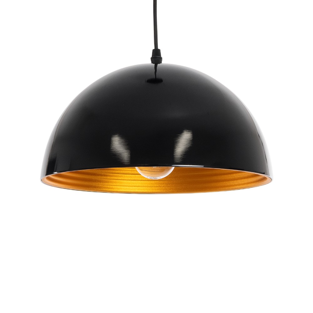 GLOBOSTAR® MEDEA 01004 Μοντέρνο Κρεμαστό Φωτιστικό Οροφής με Ντουί 1 x E27 AC 220-240V IP20 - Μαύρο & Χρυσό - Μ30 x Π30 x Y16cm