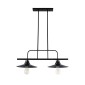 GloboStar® REGAL 01007 Vintage Φωτιστικό Οροφής Ράγα Δίφωτο 2 x E27 IP20 Μαύρο Μέταλλο - Μ67 x Π26 x Υ85cm