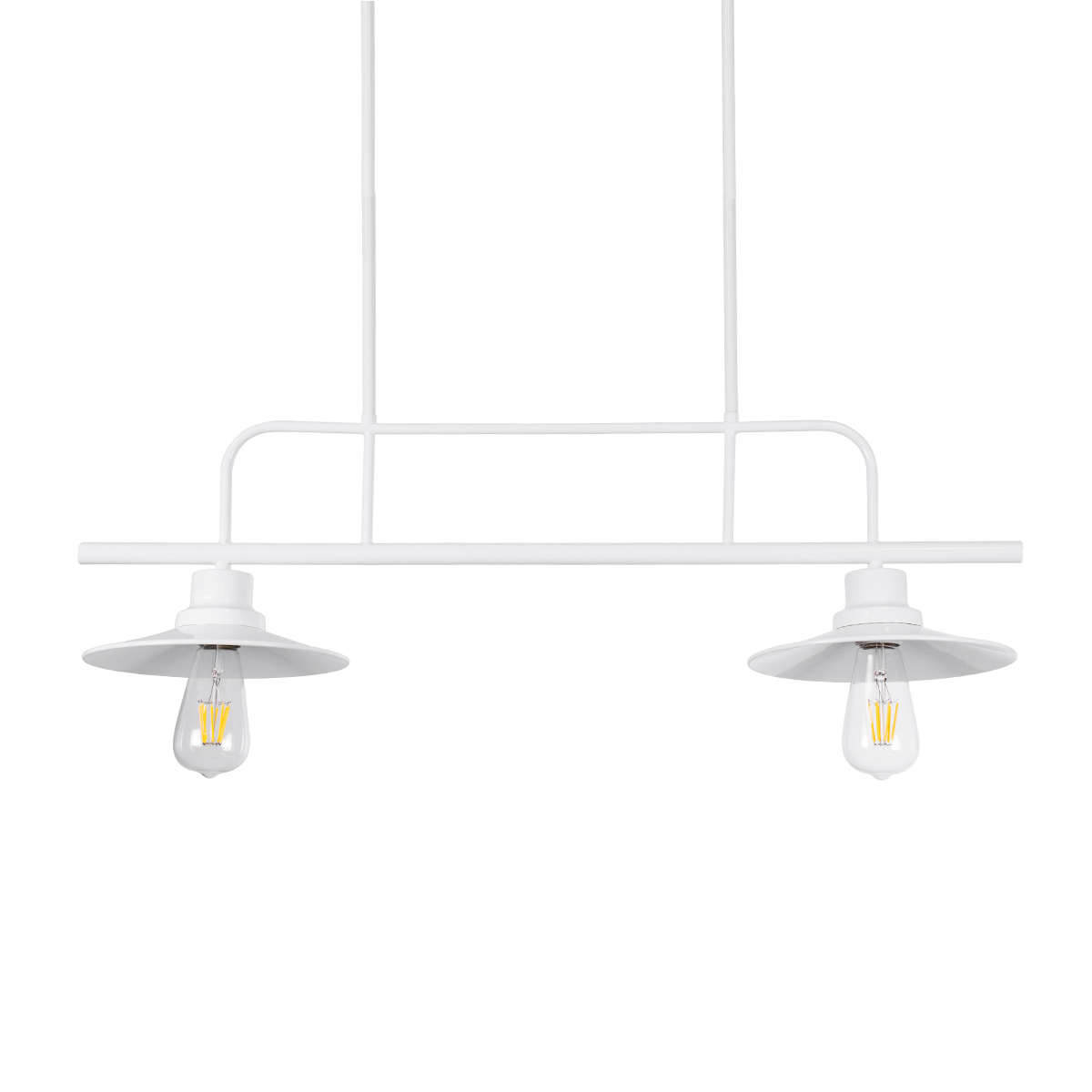 GloboStar® REGAL 01008 Vintage Φωτιστικό Οροφής Ράγα Δίφωτο 2 x E27 IP20 Λευκό Μέταλλο - Μ80 x Π26 x Υ82cm