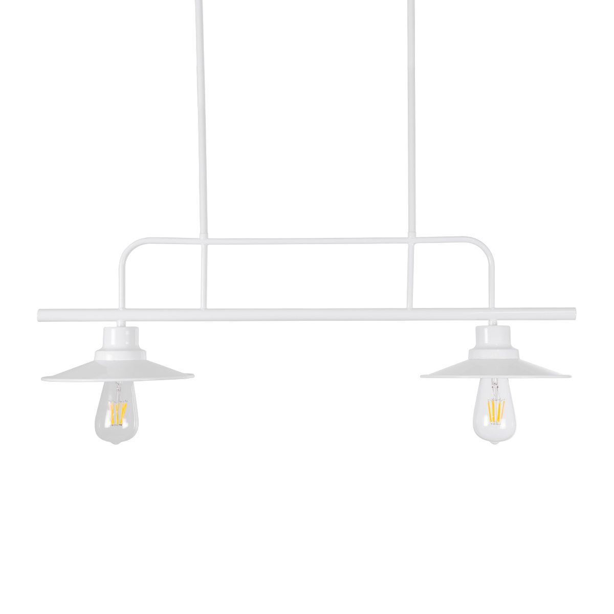 GloboStar® REGAL 01008 Vintage Φωτιστικό Οροφής Ράγα Δίφωτο 2 x E27 IP20 Λευκό Μέταλλο - Μ80 x Π26 x Υ82cm