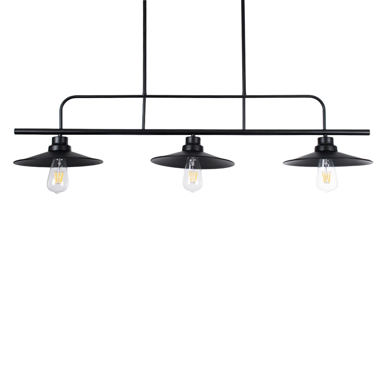GloboStar® REGAL 01009 Vintage Φωτιστικό Οροφής Ράγα Τρίφωτο 3 x E27 IP20 Μαύρο Μέταλλο - Μ110 x Π26 x Υ75cm