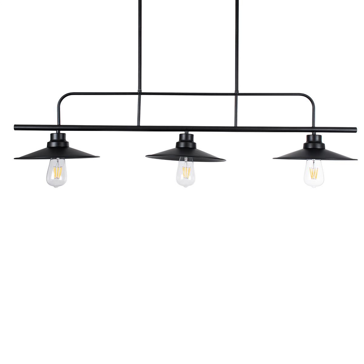 GloboStar® REGAL 01009 Vintage Φωτιστικό Οροφής Ράγα Τρίφωτο 3 x E27 IP20 Μαύρο Μέταλλο - Μ110 x Π26 x Υ75cm