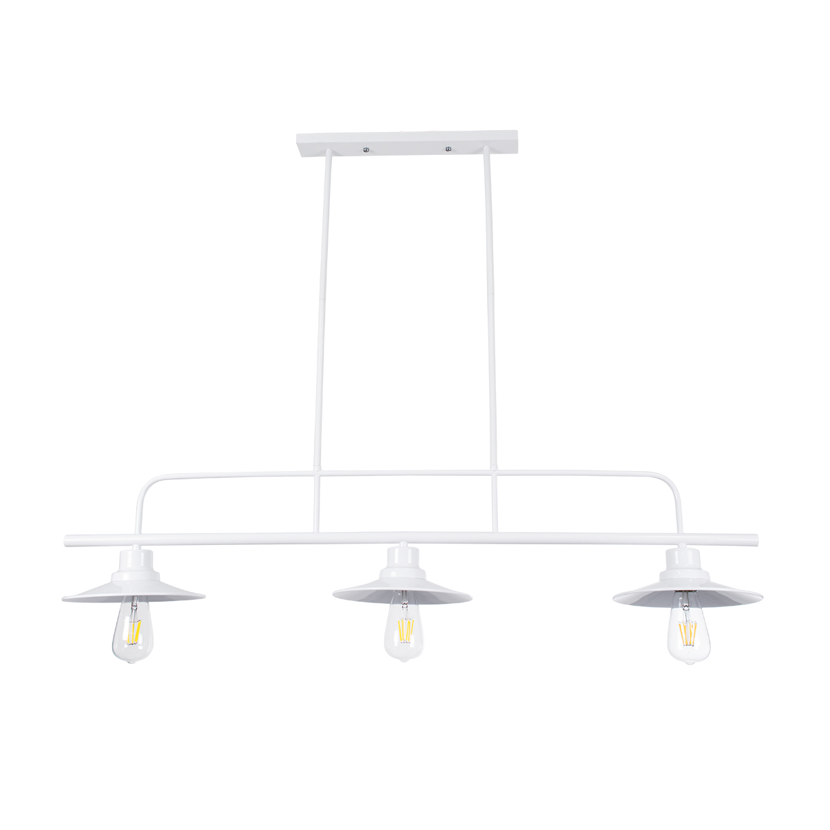 GloboStar® REGAL 01010 Vintage Φωτιστικό Οροφής Ράγα Τρίφωτο 3 x E27 IP20 Λευκό Μέταλλο - Μ110 x Π26 x Υ75cm