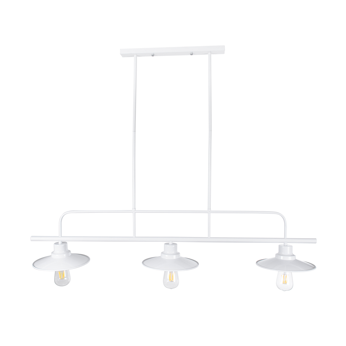GloboStar® REGAL 01010 Vintage Φωτιστικό Οροφής Ράγα Τρίφωτο 3 x E27 IP20 Λευκό Μέταλλο - Μ110 x Π26 x Υ75cm