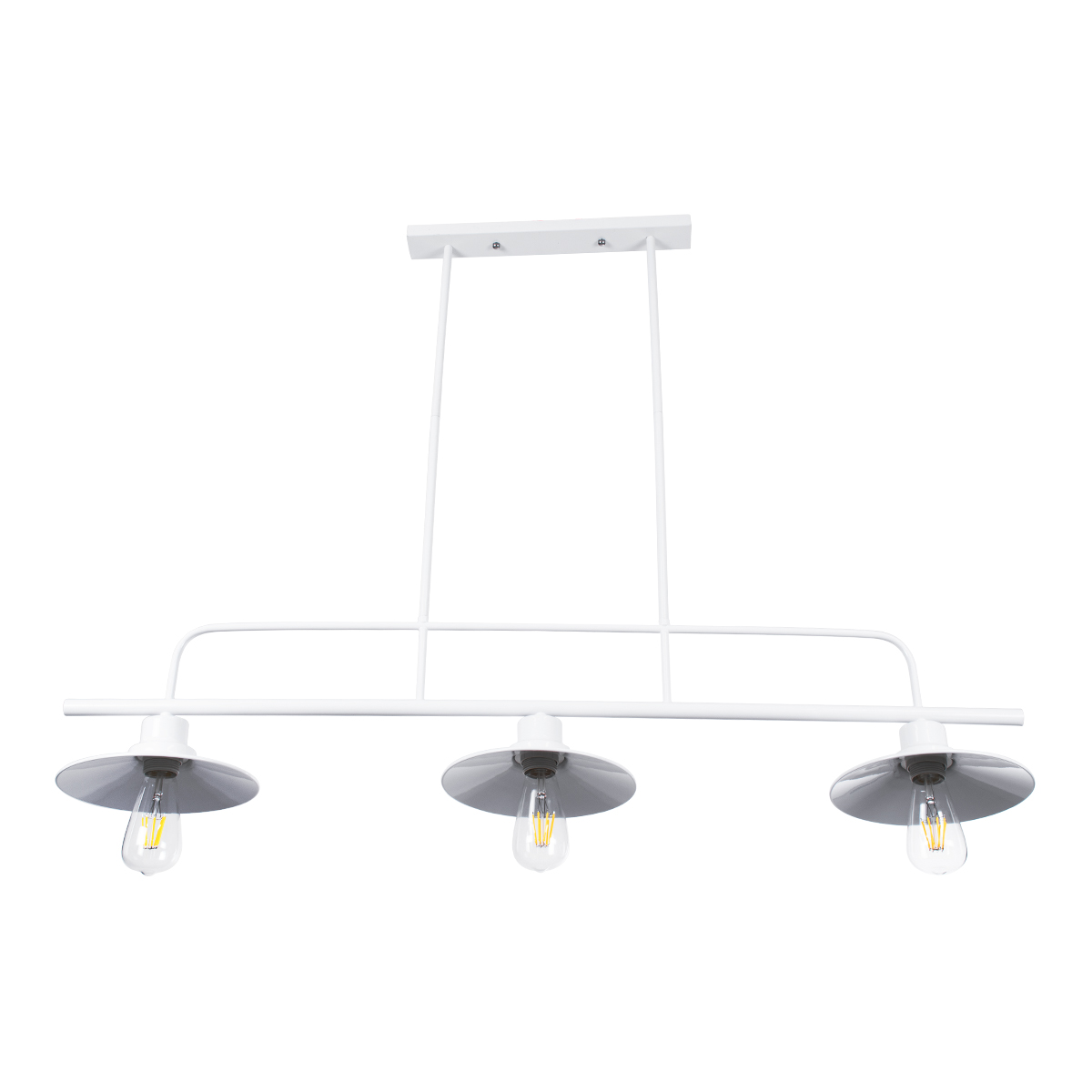 GloboStar® REGAL 01010 Vintage Φωτιστικό Οροφής Ράγα Τρίφωτο 3 x E27 IP20 Λευκό Μέταλλο - Μ110 x Π26 x Υ75cm