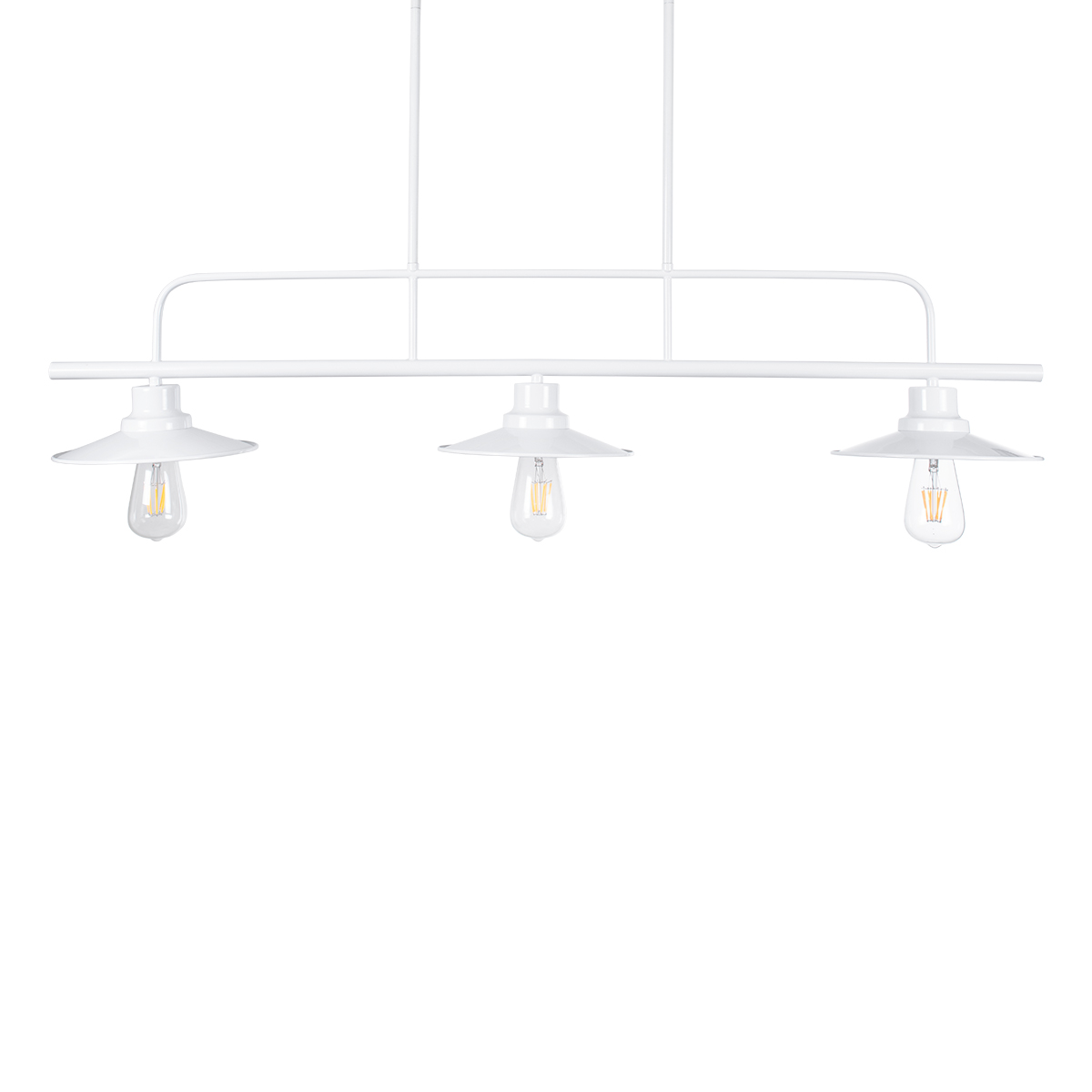 GloboStar® REGAL 01010 Vintage Φωτιστικό Οροφής Ράγα Τρίφωτο 3 x E27 IP20 Λευκό Μέταλλο - Μ110 x Π26 x Υ75cm