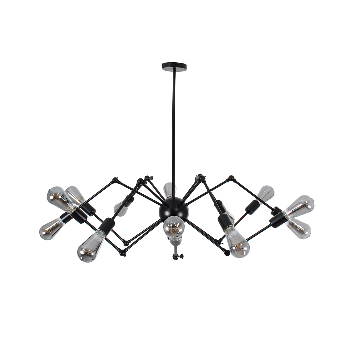 GloboStar® SPIDER 01012 Vintage Φωτιστικό Οροφής Πλέγμα Πολύφωτο 12 x E27 IP20 Μαύρο Μέταλλο - Μ100 x Π100 x Υ40cm