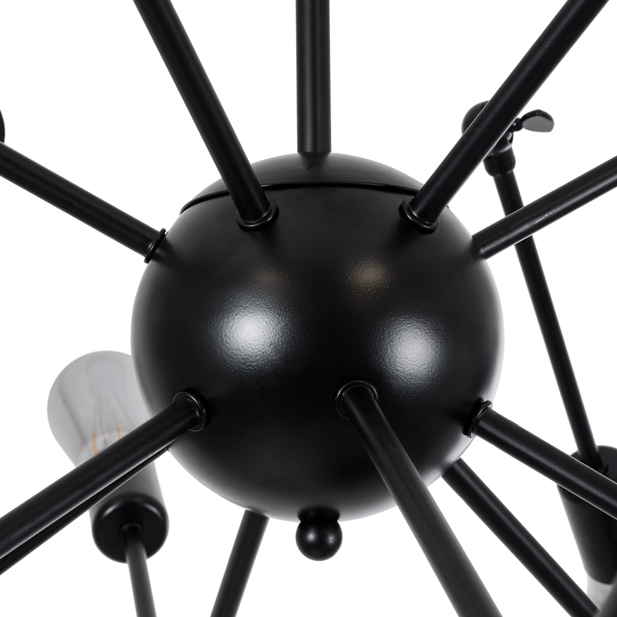GloboStar® SPIDER 01012 Vintage Φωτιστικό Οροφής Πλέγμα Πολύφωτο 12 x E27 IP20 Μαύρο Μέταλλο - Μ100 x Π100 x Υ40cm