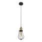 GloboStar® CAMBER 01016 Vintage Κρεμαστό Φωτιστικό Πλέγμα Μονόφωτο 1 x E27 IP20 Μαύρο & Χρυσό Μέταλλο - Μ12 x Π12 x Υ18cm