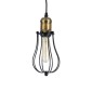 GloboStar® CAMBER 01016 Vintage Κρεμαστό Φωτιστικό Πλέγμα Μονόφωτο 1 x E27 IP20 Μαύρο & Χρυσό Μέταλλο - Μ12 x Π12 x Υ18cm
