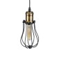 GloboStar® CAMBER 01016 Vintage Κρεμαστό Φωτιστικό Πλέγμα Μονόφωτο 1 x E27 IP20 Μαύρο & Χρυσό Μέταλλο - Μ12 x Π12 x Υ18cm