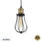 GloboStar® CAMBER 01016 Vintage Κρεμαστό Φωτιστικό Πλέγμα Μονόφωτο 1 x E27 IP20 Μαύρο & Χρυσό Μέταλλο - Μ12 x Π12 x Υ18cm