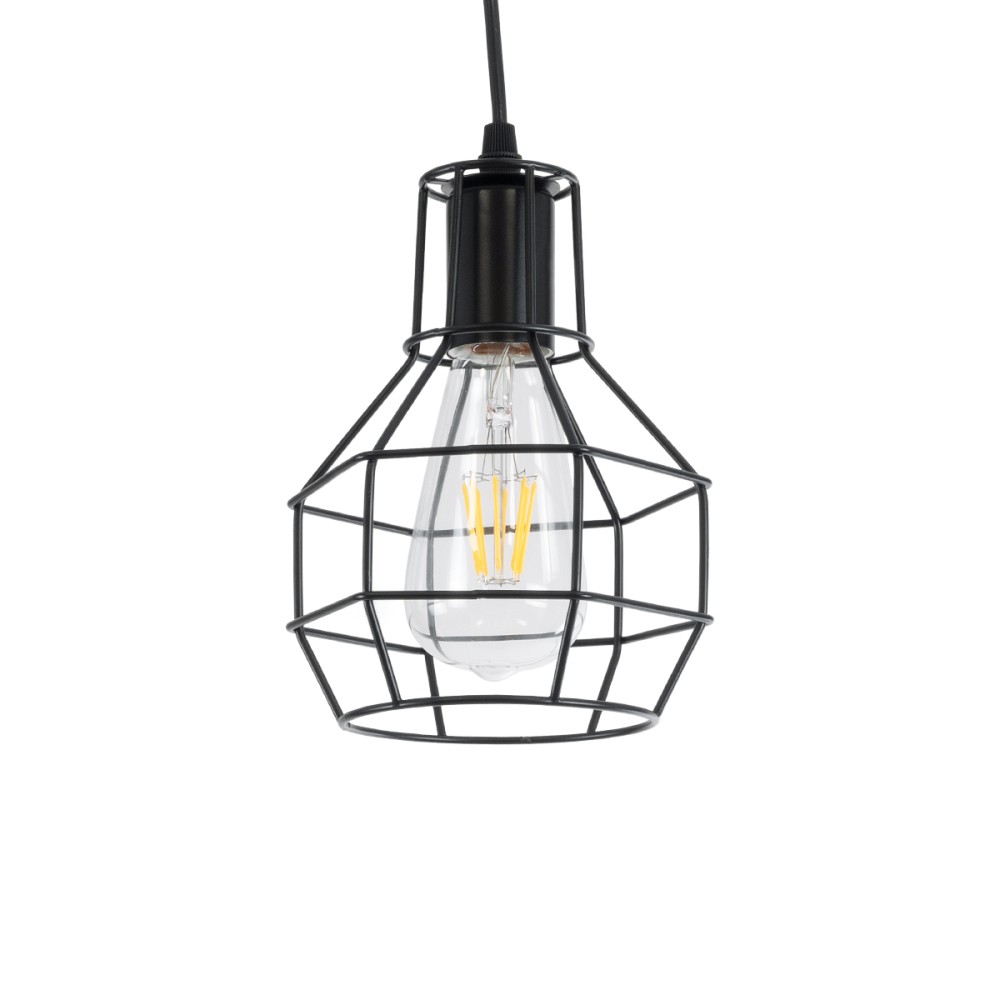 GLOBOSTAR® CAGE 01017 Vintage Κρεμαστό Φωτιστικό Οροφής με Ντουί 3 x E27 AC 220-240V IP20 - Μαύρο - Μ15 x Π15 x Υ20cm