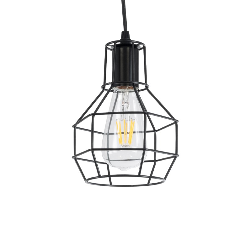 GLOBOSTAR® CAGE 01017 Vintage Κρεμαστό Φωτιστικό Οροφής με Ντουί 3 x E27 AC 220-240V IP20 - Μαύρο - Μ15 x Π15 x Υ20cm