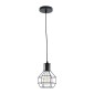 GloboStar® CAGE BLACK 01017 Vintage Κρεμαστό Φωτιστικό Πλέγμα Μονόφωτο 1 x E27 IP20 Μαύρο Μέταλλο - Μ15 x Π15 x Υ20cm