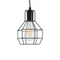 GloboStar® CAGE BLACK 01017 Vintage Κρεμαστό Φωτιστικό Πλέγμα Μονόφωτο 1 x E27 IP20 Μαύρο Μέταλλο - Μ15 x Π15 x Υ20cm