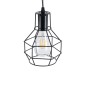 GloboStar® CAGE BLACK 01017 Vintage Κρεμαστό Φωτιστικό Πλέγμα Μονόφωτο 1 x E27 IP20 Μαύρο Μέταλλο - Μ15 x Π15 x Υ20cm