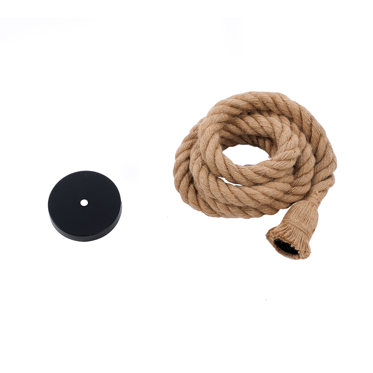 GloboStar® ROPE 01018 Vintage Κρεμαστό Φωτιστικό Ανάρτηση Μονόφωτο 1 x E27 IP20 Μπεζ Σχοινί - Μ3.5 x Π3.5 x Υ200cm