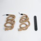 GloboStar® ROPE 01019 Vintage Κρεμαστό Φωτιστικό Ανάρτηση Δίφωτο 2 x E27 IP20 Μπεζ Σχοινί - Μ38 x Π35.5 x Υ200cm