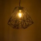 GloboStar® GRID 01022 Vintage Kρεμαστό Φωτιστικό Πλέγμα Μονόφωτο 1 x E27 IP20 Μαύρο Μέταλλο - Μ40 x Π40 x Υ33cm