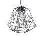 GloboStar® GRID 01022 Vintage Kρεμαστό Φωτιστικό Πλέγμα Μονόφωτο 1 x E27 IP20 Μαύρο Μέταλλο - Μ40 x Π40 x Υ33cm