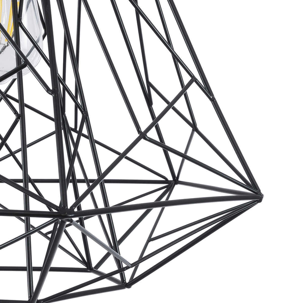 GloboStar® GRID 01022 Vintage Kρεμαστό Φωτιστικό Πλέγμα Μονόφωτο 1 x E27 IP20 Μαύρο Μέταλλο - Μ40 x Π40 x Υ33cm