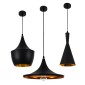 GloboStar® SHANGHAI 01025 Μοντέρνο Κρεμαστό Φωτιστικό Καμπάνα Σετ Τρίφωτο 3 x E27 IP20 Μαύρο & Χρυσό Μέταλλο - Μ79.5 x Π79.5 x Υ38cm