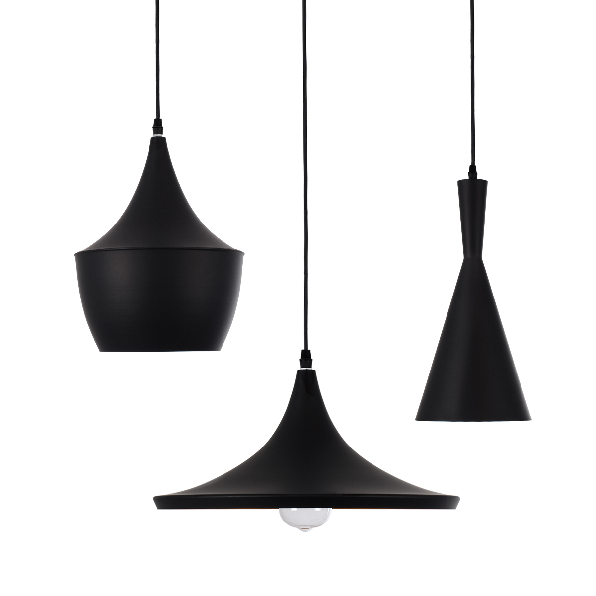 GloboStar® SHANGHAI 01025 Μοντέρνο Κρεμαστό Φωτιστικό Καμπάνα Σετ Τρίφωτο 3 x E27 IP20 Μαύρο & Χρυσό Μέταλλο - Μ79.5 x Π79.5 x Υ38cm